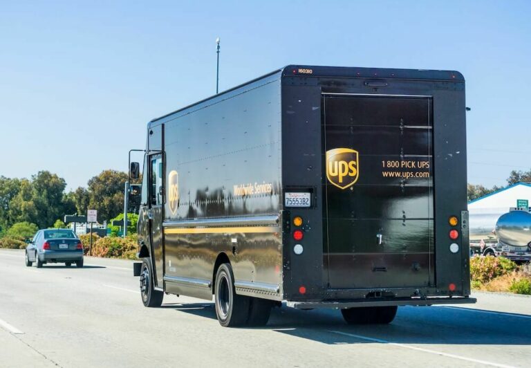 UPS delivery truck on the road